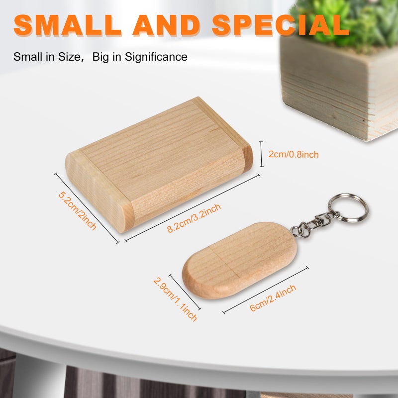 Fire Stone Novelty Wooden USB 2.0 Flash Drive 16GB Data Storage Memory Stick USB Stick Ellipse Pendrive with Wooden Box - Image 5